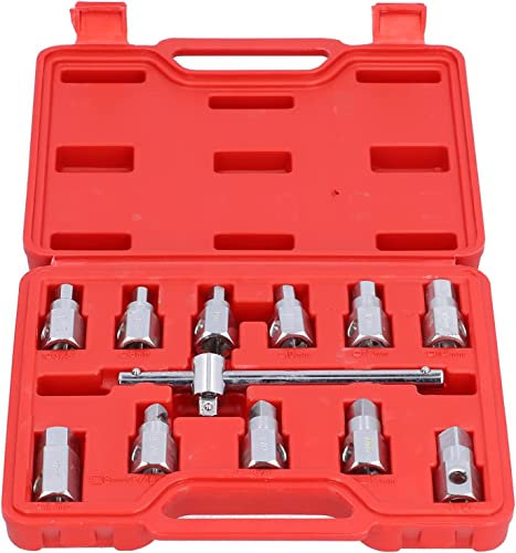 OITTo Ölablassschraube Schlüsselanhänger, 12 Stück Chrom-Vanadium-Stahl Ölablassschraube Schlüssel Entfernungs-Steckschlüssel-Set Werkzeug für Motoren Achsen Getriebe Autoreparatur