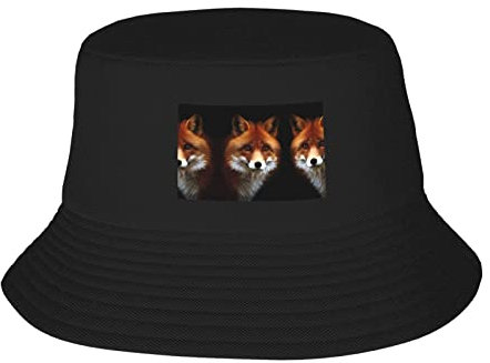 PartyUnix Fox Prints Fischerhut für Erwachsene, doppellagig, weich und atmungsaktiv, leicht und bequem, langlebig, faltbar, Unisex, Schwarz, Schwarz , One size