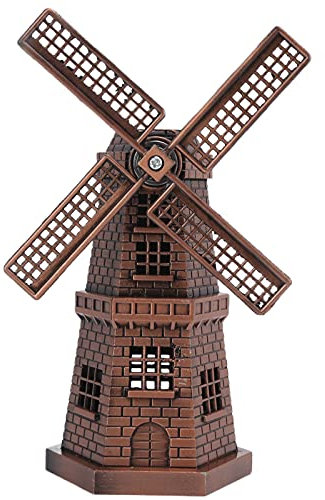 Moulin à vent hollandais en bois, statue de Moulin à vent vintage, bronze rouge, Moulin à vent hollandais, décoration de table, mini décoration artisanale Cour, pelouse et jardin
