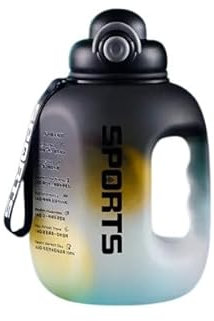 Omana Large Sports Water Bottle 1.6L /2.5L BPA Free Leakproof Keg Handle Jug Straw Flip Cap Capacity Gym Yoga Fitness Camping Outdoor Indoor (Black, 2.5 L)