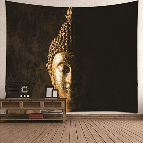 CEVAN Wandteppich Für Draußen Küchen Wanddekoration Buddhismus-Thema Buddha-Kopf Wandteppich Bunt Gross Wanddekoration Länglich Wandbehang Stoff Schwarz 200x150cm