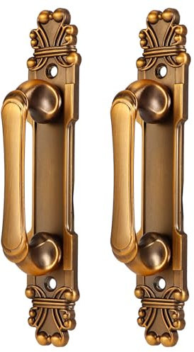 SEAFRONT 2Pcs European Style Antique Zinc Alloy Door Pull Handle Set Cabinet Hardware Accessory for Home Decor Front Door