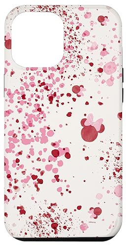 Hülle für iPhone 14 Pro Max Disney Minnie Maus Kopf Ohren Rosa Abstraktes Spritzmuster