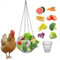 GHWMYD Hühner Gemüse Hängende Futterautomat, Faltbar 16,5 Zoll großer Spielzeug Huhn Obst Feeder Huhn Geflügel Obsthalter, mit 4 Ketten zum Aufhängen für Hühner, Hühner, Ente (1 STÜCK)