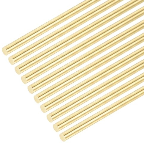 DMiotech 12er Pack 4mmx100mm Messingstangen, Messingstäbe Massiv Runde Messingstab für DIY Handwerk Messingschweißstangen Drehbank Barren Lager Durchschläge Welle Modellflugzeug Schiff Auto