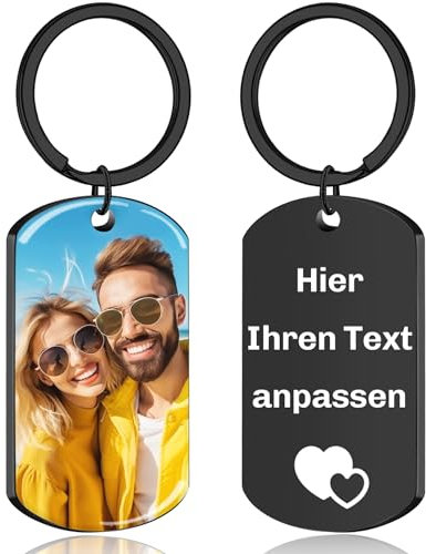 JONZIN Personalisierter Schlüsselanhänger Mit Foto - Gravur Edelstahl Geschenke für Männer (Farbe)