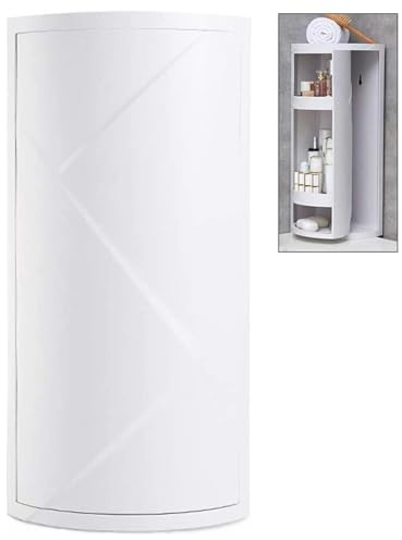 PIPOEI Drehbares Dreieckiges Regal, Badezimmer Eckschrank, Multifunktions 360 Grad Dreh KüChe Toiletten Eck Lager Schrank, Mehrschichtiger Badregal White,2 Layer