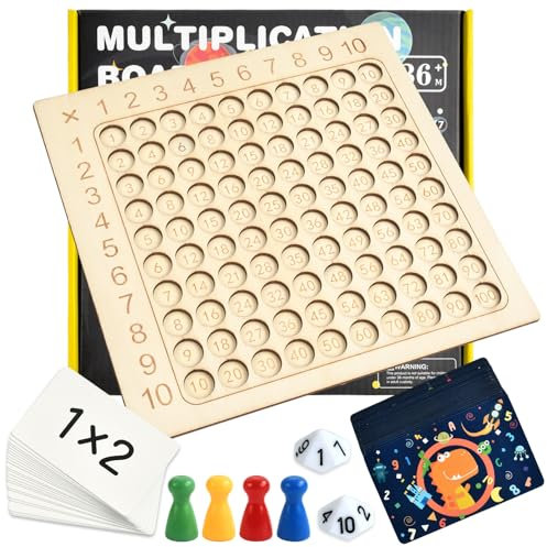 YUNHENTONG 1x1 Lernen Multiplikationsbrett, Einmaleins Spiel, Mathe Spiele Grundschule, Multiplikation, 2 in 1 Montessori Rechnen, Rechenbrett, Frühes Lernspiel zum Multiplikationslernen für Kinder