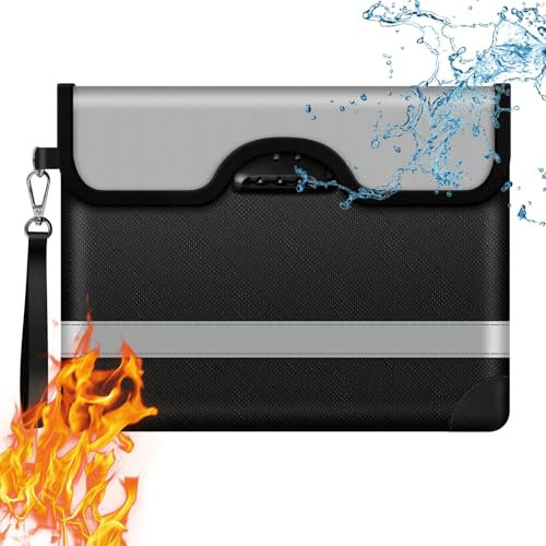 YapitHome Feuerfeste Dokumententasche mit Schloss 4200°F,Feuerfeste Dokumententasche mit Reißverschluss,Feuerfeste Brieftasche für Passport,Zertifikate,Geldtasche,Dokumente