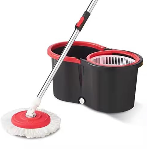 Smart Mop Cleaning Set, 12 Litre Bucket, 3 Replacement Mop Heads, Anti-splashing (Black)