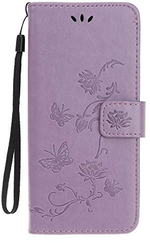 Riccase for Motorola Moto E15 Case Moto G05 Phone Case, PU Leather Flip Wallet Case with Magnetic Closure Stand Card Holder Shockproof Shell for Moto E15/G05 with Embossed Floral, Light Purple