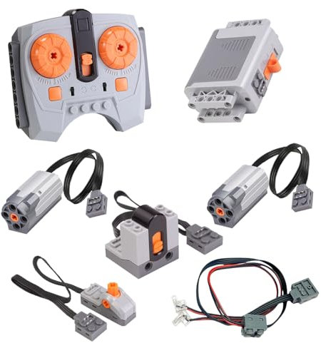 Ldiymoc 7PCS Power Functions Motor Set Compatible With Lego-Technic Toy, Include 1 x IR Speed Remote Control, 1 x AA Battery Box, 1 x M-Motor, 1 x Light Set, 1 x Control Switch, 1 x IR Receiver