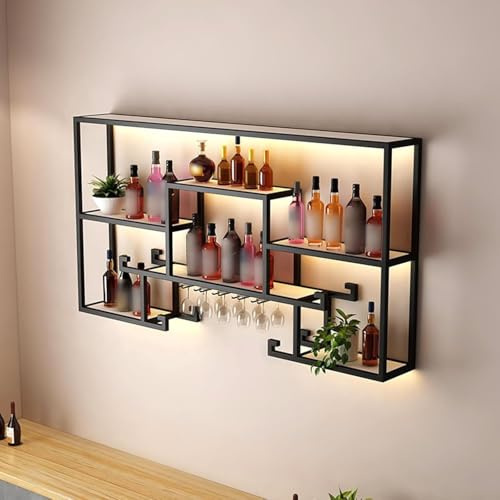 Soggiorno Portabottiglie Da Parete ，Angolo Bar Mensole Da Muro Mobile Porta Bottiglie Per Vino Per Bottiglie Di Liquori Vetrinetta Pensile Da Parete(Size:120cm)