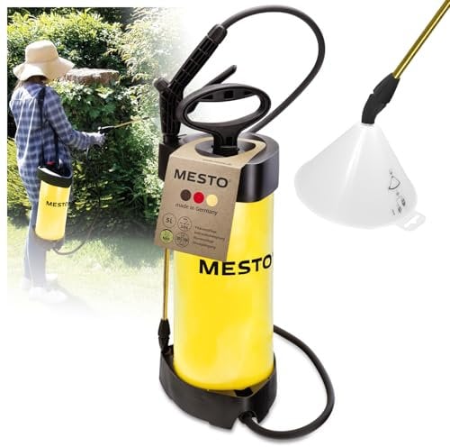 Mesto FLORI M Drucksprühgerät 5L SET inkl. Spritzschirm rund | Drucksprüher 3 Bar | Sprühflasche für Haus & Garten | Pumpsprühflasche für Pflanzen | Unkrautvernichter & Pflanzenschutz