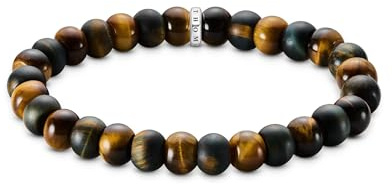 THOMAS SABO Stretch-Armband Obsidian und Tigerauge Beads Armband Gravur