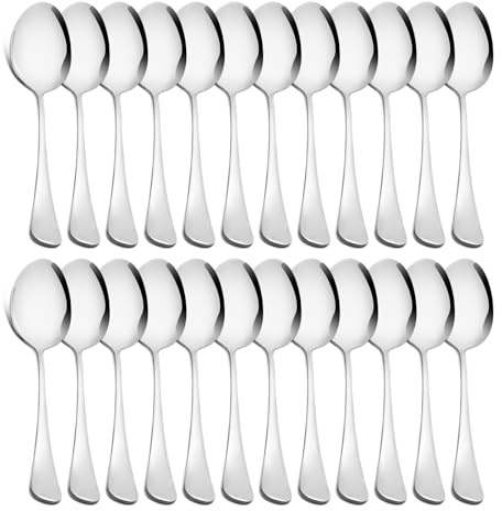 Table Spoons Set Stainless Steel Cutlery Serving Spoons 8.5 inch Long Heavy Dinner Spoon for Kitchen Dishwasher Safe (24)