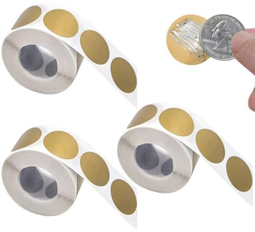 900 Stück Goldene Runde Rubbelaufkleber,2.5cm Rubbellose Selber Machen,Diy Etiketten Für Überraschung Geeignet Postkarten Geschenke