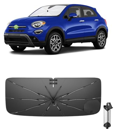Ruiya 2026 Upgrade Parasol Coche Delantero Compatible con Fiat 500X 2015-2026, Paraguas Plegable Aislamiento Térmico, Protección UV, Accesorios para Parabrisas