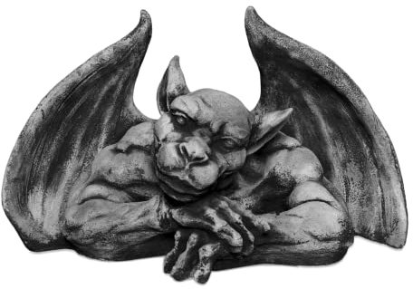 gartendekoparadies.de Torwächter Gargoyle, Steinfigur, H. 28 cm, 20 kg, Grau, frostsicher aus Steinguss für Außenbereich
