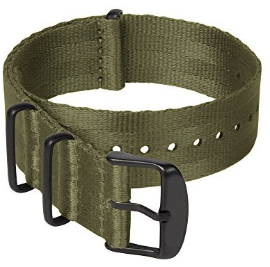 Archer Watch Straps - NATO Uhrenarmbänder aus Nylon-Sitzgurtmaterial (Olivgrün/Schwarze Hardware, 20mm)