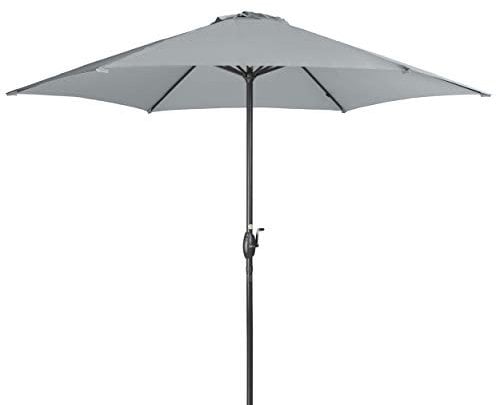 Doppler Derby Basic Lift NEO 300 cm - Großer, runder Sonnenschirm für den Garten - Mit Kurbel - Regenabweisend - ca. 300 cm - Hellgrau