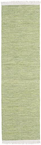 RugVista, Diamond Wool, Teppich, Mittelflor Teppich, 80 x 240 cm, Läufer, Moderner Kelim Teppich, Wolle, Flur, Schlafzimmer, Küche, Wohnzimmer, Grün, Mehrfarbig