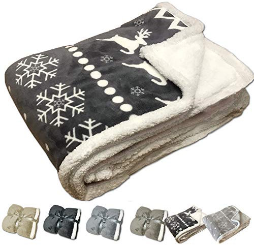 JEMIDI XXL Flauschig warme Norweger 220cm x 180cm Kuscheldecke Sherpa Lammflor Imitat Sofadecke Wohndecke Lammfelloptik Decke XL XXL Wohn Kuschel 220cm x 180cm