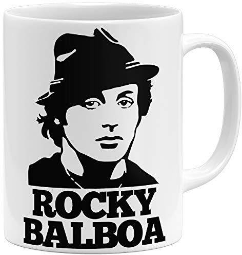 OM3® - Rocky Balboa - Tasse 70s 80s Kult | Keramik Becher | 11oz 325ml | Beidseitig Bedruckt | Weiss