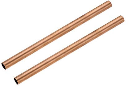 sourcing map 2 Stück Kupfer Rundrohr, 12 mm AD 0,5 mm Wandstärke 20cm Länge Gerades Rohrrohr
