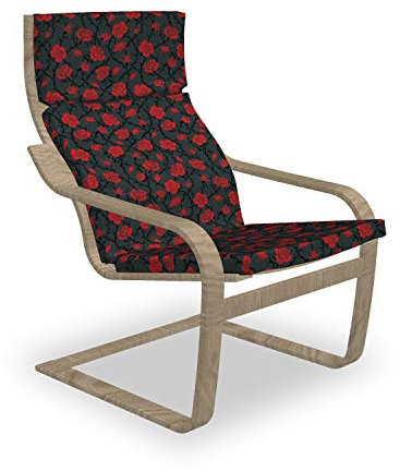 ABAKUHAUS Rot und Schwarz Poäng Sessel Polster, Mystic Rose wirbelt, Sitzkissen mit Stuhlkissen mit Hakenschlaufe und Reißverschluss, Koksgraue und Ruby