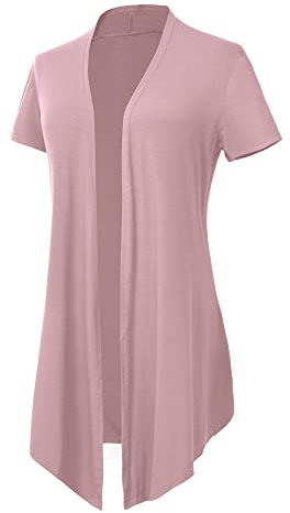 Donna Cardigan Aperto Tinta Unita Cardigan Leggero a Maniche Corte (XL, Lavanda)