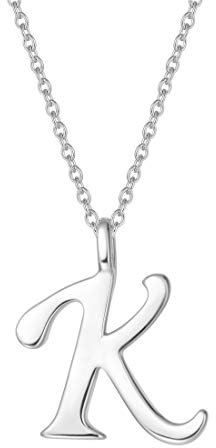 AGVANA Kette mit Buchstabe K Anhänger aus 925 Sterling Silber Namenskette Alphabet Initialen Halskette für Damen Mädchen mit Geschenkbox, Kettenlänge 40+5 cm