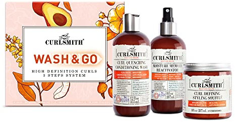 Curlsmith - High Definition Curls: 3-Schritte-Kit - Vegane Haarpflege für trockenes, gewelltes, lockiges oder krauses Haar (1 x 355ml, 2 x 237ml) (Curlsmith - High Definition Curls: 3-Schritte-Kit.)
