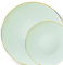Decor Decorline - Ensemble Vaisselles d'assiettes réutilisables de 32 pièces/Pour 16 Personnes - Classic Combo - Turquoise/Or - Assiettes Dîner & Entrée Dessert - 2 tailles (16x26cm & 16x19cm)
