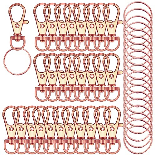 120 ganchos giratorios de alta calidad con llaveros, ganchos de metal para hacer joyas, manualidades (oro rosa)