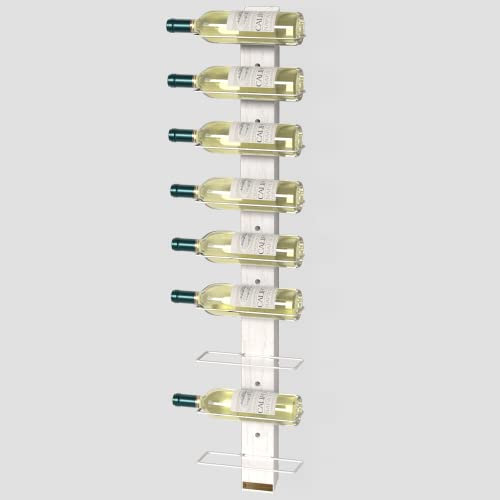J JACKCUBE DESIGN Wall Mount Wine Rack Organizer for 9 Bottles, Elegant and Farmhouse Rustic White Wood Wine Storage Display Holder for Kitchen and Home Decor- MK699B