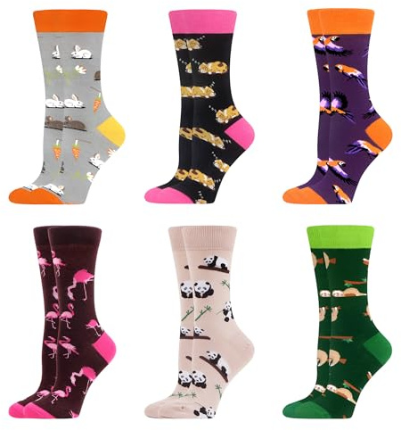 WeciBor Lustige Damenmotive Süße Baumwoll-Socken Größe 35-38/39-42 | 80% Baumwolle, Mehrpack, atmungsaktiv, weich, Weihnachtsdekoration, Geschenk für Frauen