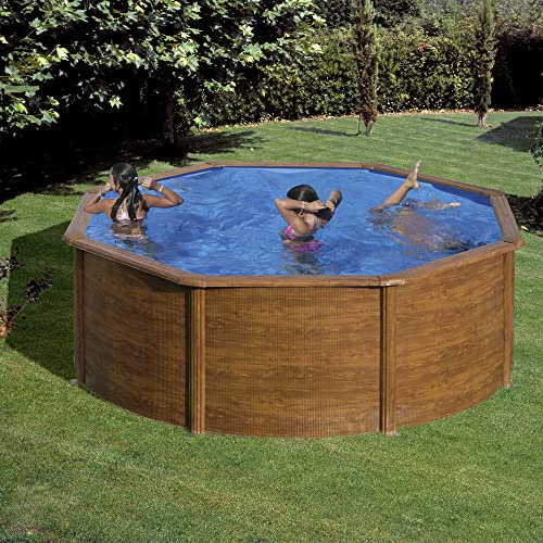 Piscine décoration Bois Ronde en kit 350 x 120 cm
