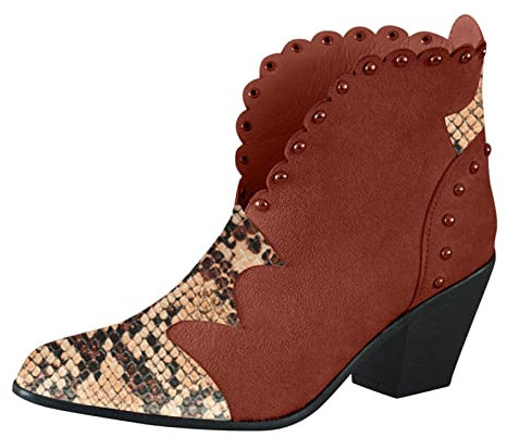 NOAGENJT Stivali Pelo Impermeabili Scarpe con cerniera a punta da donna di moda retrò a Stivali Stivali con tacco e traspiranti da donna Pelle Moda Caviglia Stivali