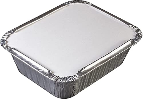 Aluminium Foil Food Containers with Lids Silver Tin Foil 450ML Catering Containers Takeaway Tubs Cooking Baking Meal Prep Takeout Roasting Freezing Food Storage Foil Pans (1000 Pcs, NO 2)