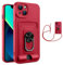 MHtech Crossbody iPhone 14 Plus with Camera cover, Silicone Card Holder with Adjustable Necklace Strap Cord Lanyard Shockproof Protective Case, 360 Rotate Stand Case for iPhone 14 Plus (Red)