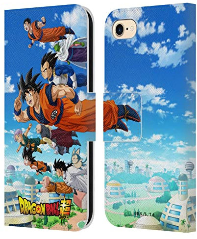 Head Case Designs Officially Licensed Dragon Ball Super Group Universe Survival Arc Leather Wallet Case Compatible With Apple iPhone 7/8 / SE 2020 & 2022
