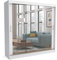 Brent - Kleiderschrank mit Schiebetüren Windsor David I 200x200x60 cm I mit Spiegel, Stangen und Einlegeböden für Kleidung I Laminierte Spanplatte I Aluminiumschienen I Weiß