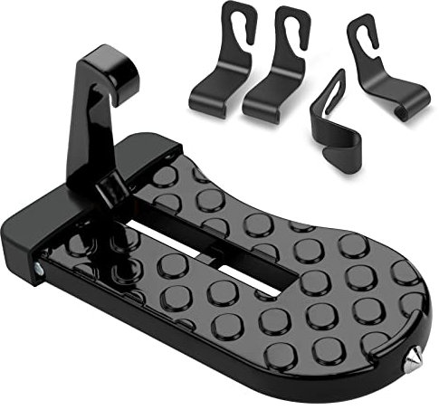 URAQT Car Door Pedal, Car doorstep Roof-Rack Foot Pedal Ladder, Multifunction Foldable Auto Safety Hammer Non-slip Portable Vehicle Rooftop Assistance Accessories for Truck Car SUV Jeep RV(Black)