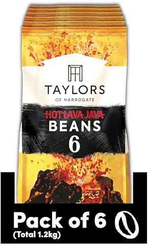 Taylors of Harrogate Hot Lava Java Coffee Beans 200 g (Pack of 6 - Total 1.2kg)