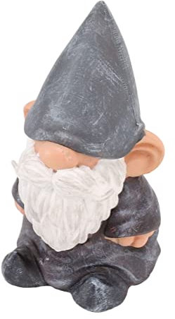 WOOXGEHM Gartenzwerg Vintage Zwergenstatue, Freche Zwergendekoration für Den Außenbereich, Heimtischplatte, Innenzwergstatue für Terrasse, Rasen(Braun)