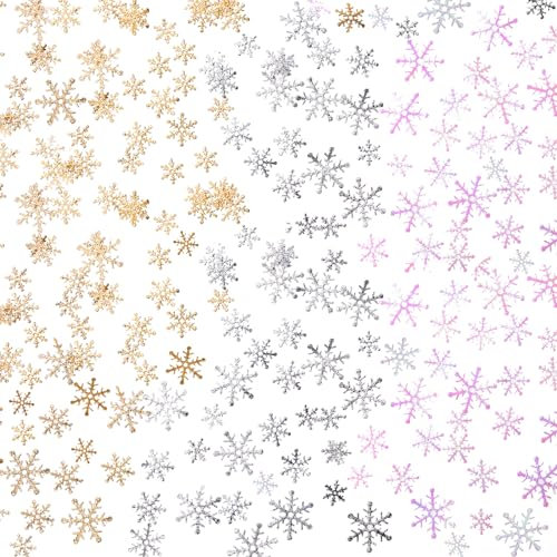 HOWAF 300 Stück Schneeflocken Konfetti Gold Silber Schneeflocke konfetti Weihnachten Deko Schneeflocken Deko Streudeko Tischdeko Weihnachten Deko für Weihnachts Party Silvester Hochzeit Geburtstag