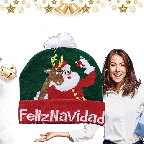 Ditanpu Navidad LED - Sombreros Navidad Gorro punto,Gorros cálidos invierno, gorros naviños con destellos coloridos, artículos para fiestas