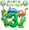 MILIAFLICK Dinosaurier Ballon 3 Jahre Dino Geburtstag Deko Kindergeburtstag Dino Luftballon Happy Birthday Girlande Folienballon Luftballon Geburtstag 3 für Jungen Party Dekoration Dschungel