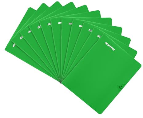 MINTRA LOT DE 10 Cahiers 90 gm agrafé couverture Poly 24x32 grands carreaux (seyes) 48 ou 96 pages assorties : Des cahiers pratiques et colorés pour une organisation optimale (96 pages, Vert)